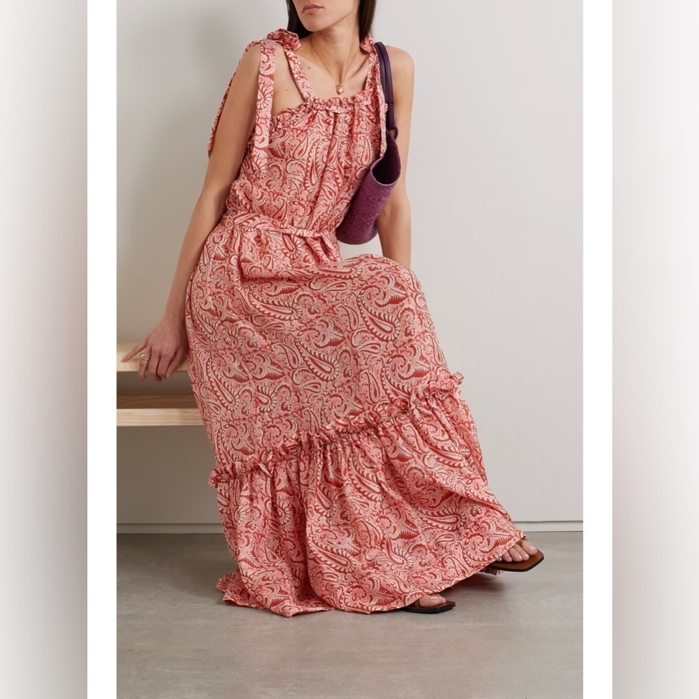 Hannah Artwear Elara Aubrie Maxi Dress Size 0 NWT 100% Silk Pink Paisley Boho - Picture 5 of 13